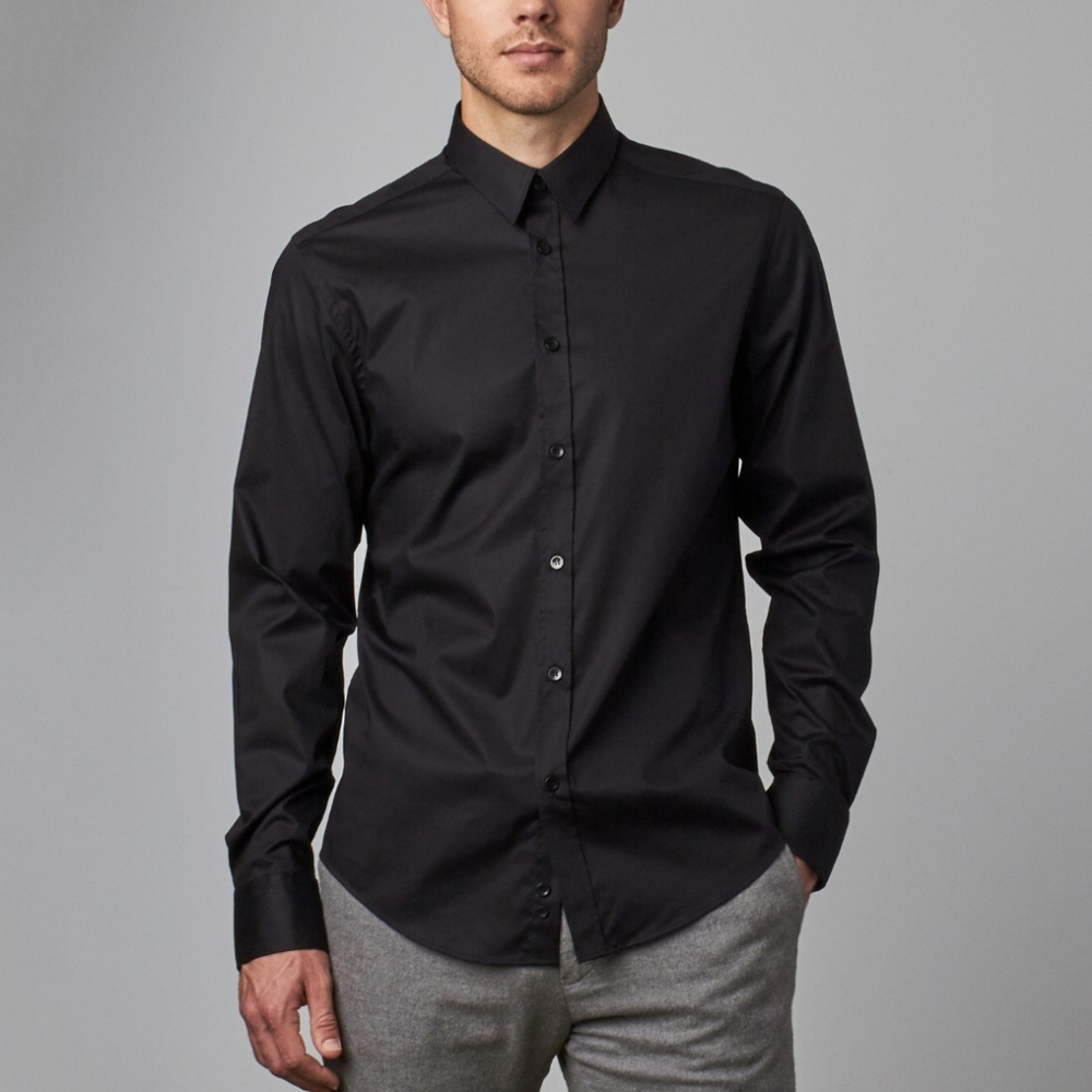 City Fit Black Dress Shirt // Black Size L